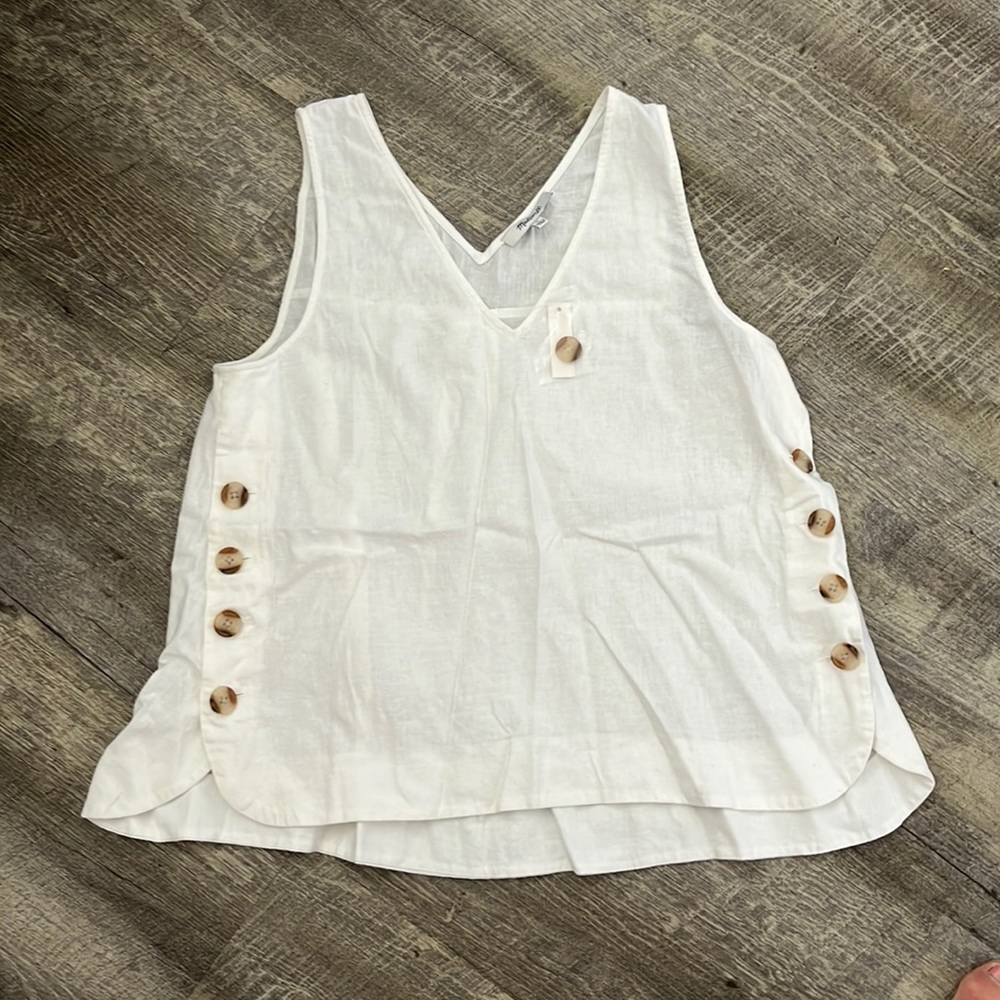 Madewell Sleeveless White Linen Top